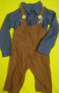 Kids Costumes to Hire - Dungaree Brown & shirt